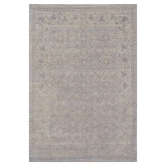 100% Wool Hand-knotted Ivory Floral Tabriz Inspired Rug