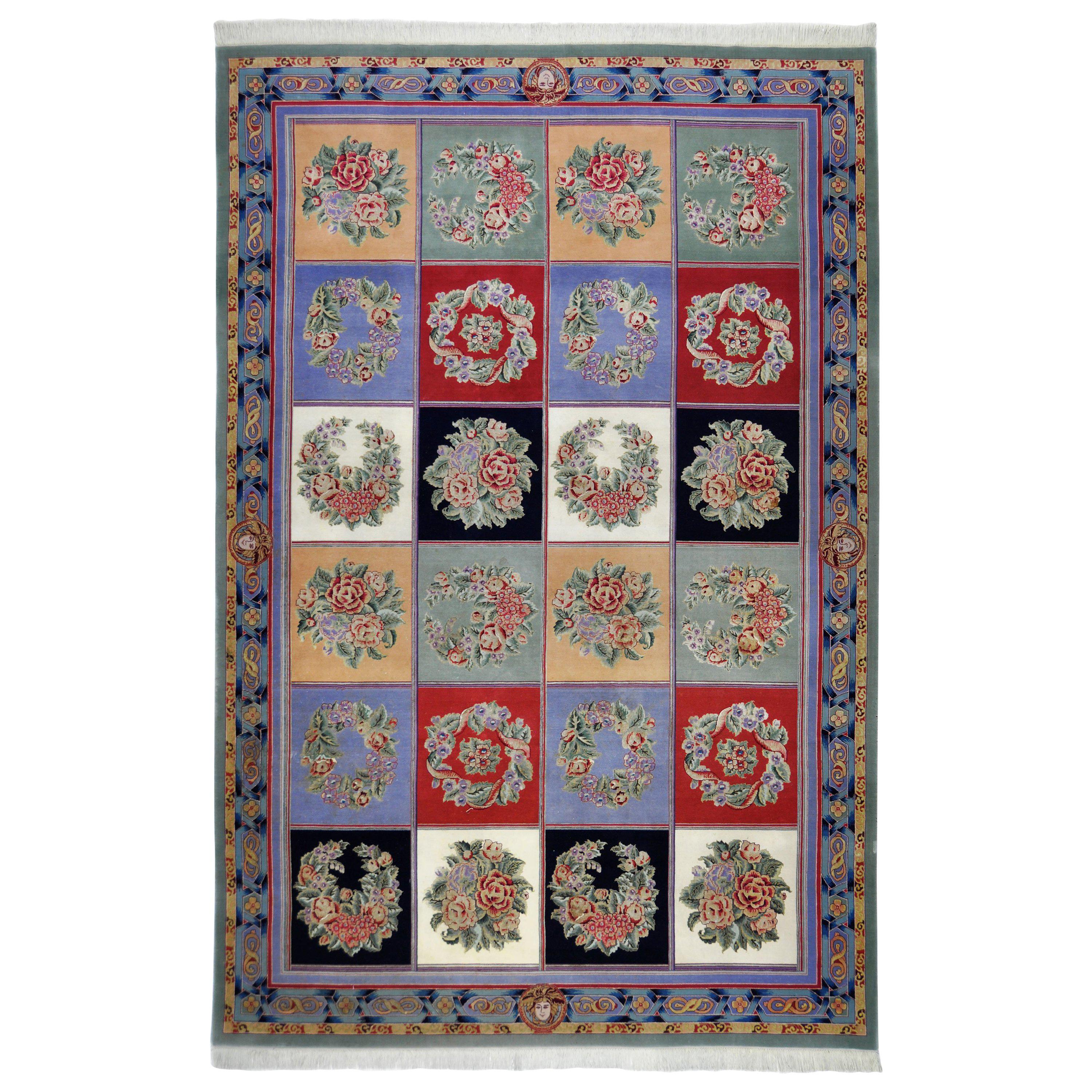 Tabriz Rug Wool Hand Knotted Flowers Pattern For Sale