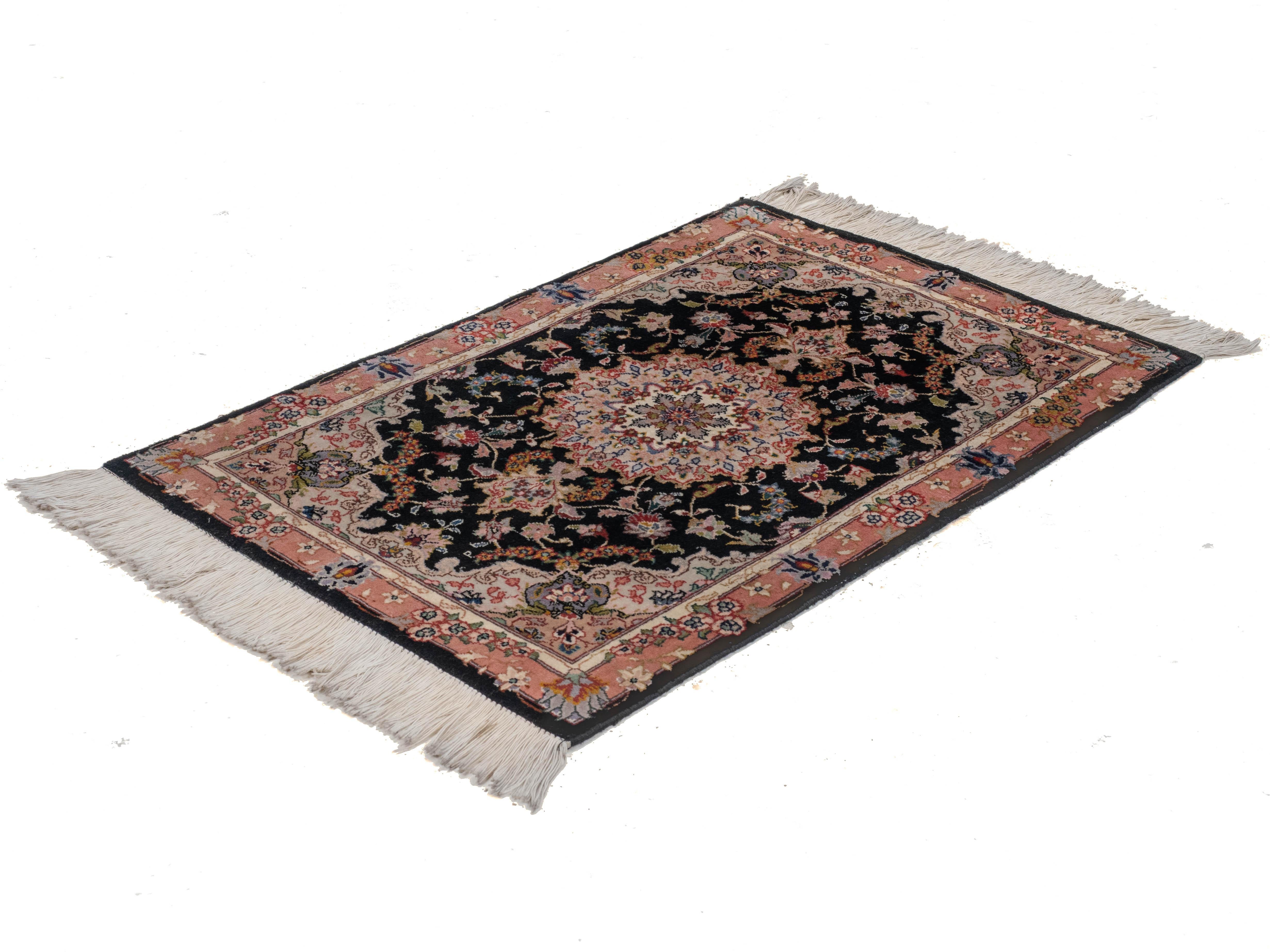 Late 20th Century Tabriz Small Persian Handwoven Rug 3'6