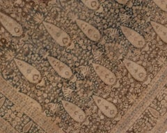 Tabriz with a Botanical Boteh Design in Cocoa Brown, Camel, and Blue c.1920