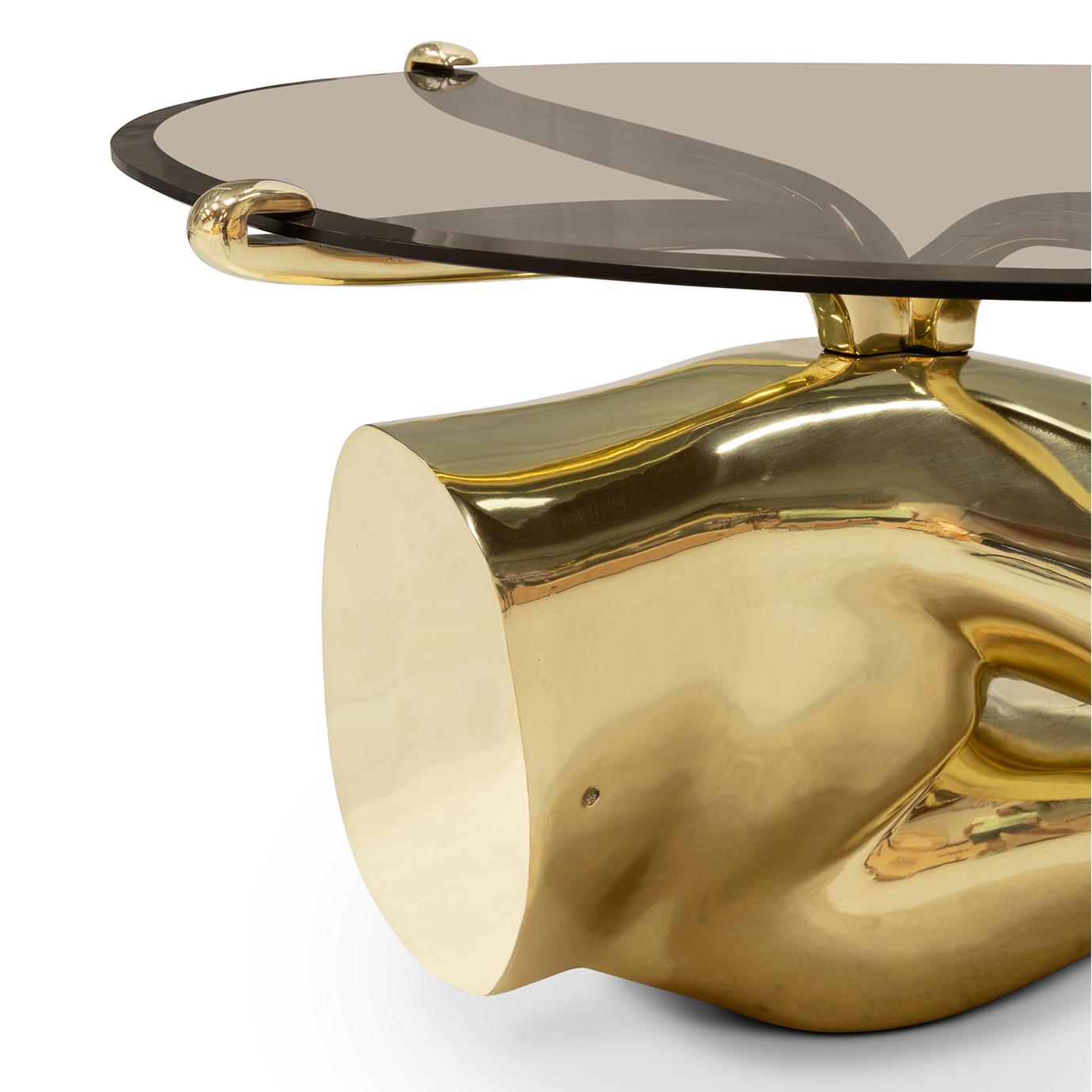Portuguese Tabu Cocktail Table Polished Brass For Sale