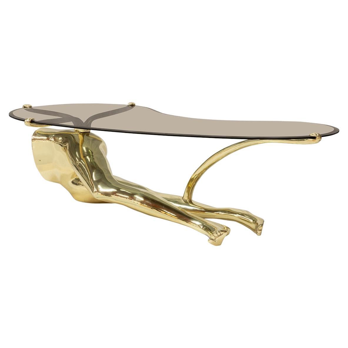 Tabu Cocktail Table Polished Brass For Sale