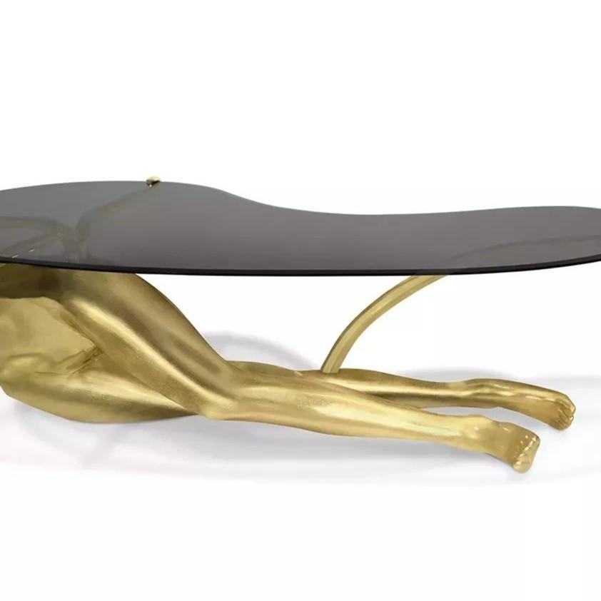 Fait main Table basse à feuilles d'or Tabu en vente
