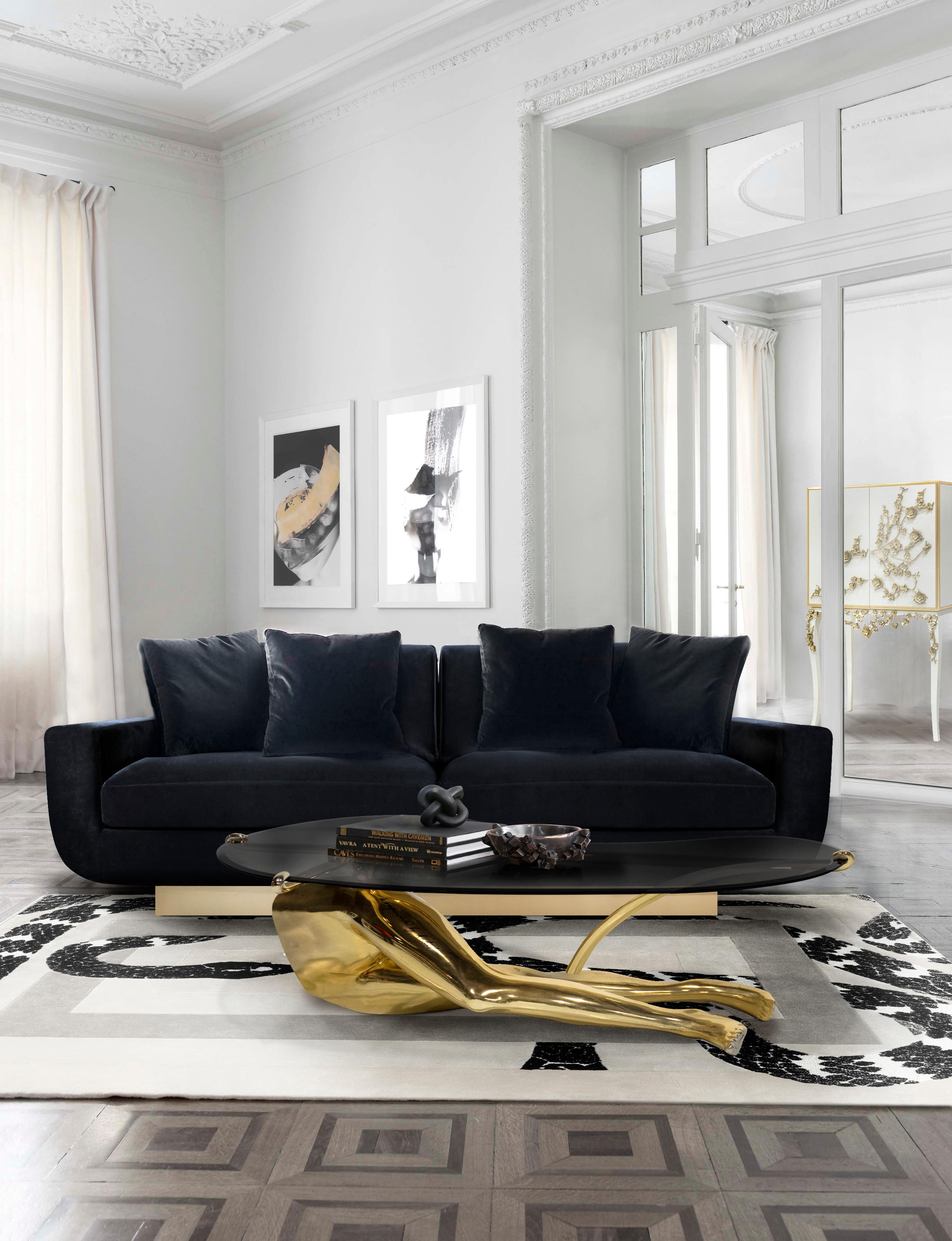 XXIe siècle et contemporain Table basse en laiton poli Tabu en vente