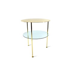 In Stock in Los Angeles, Tabu Round Gold and Brass Coffee Table, Made in Italy