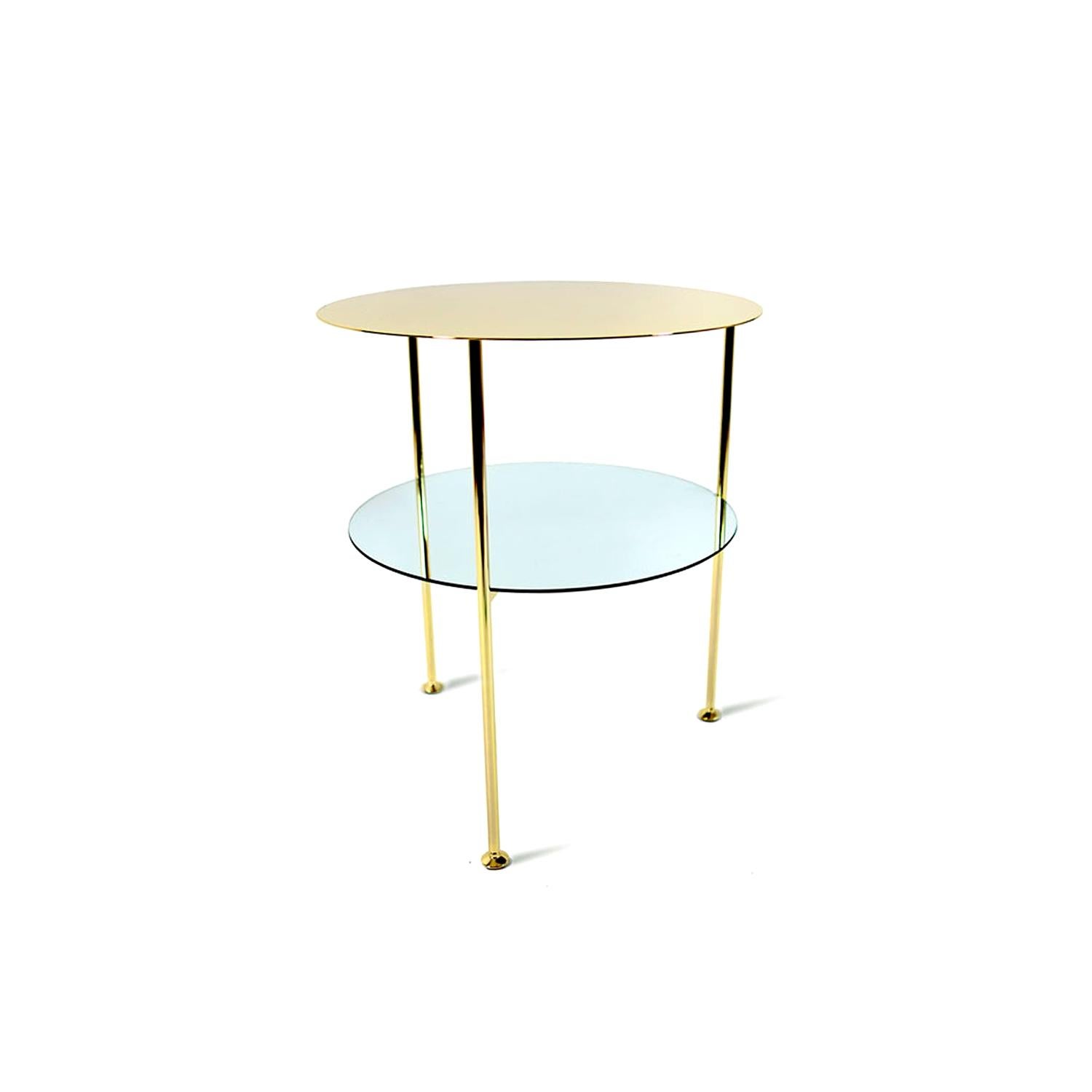 Modern In Stock in Los Angeles, Tabu Round Gold and Brass Coffee Table, Made in Italy