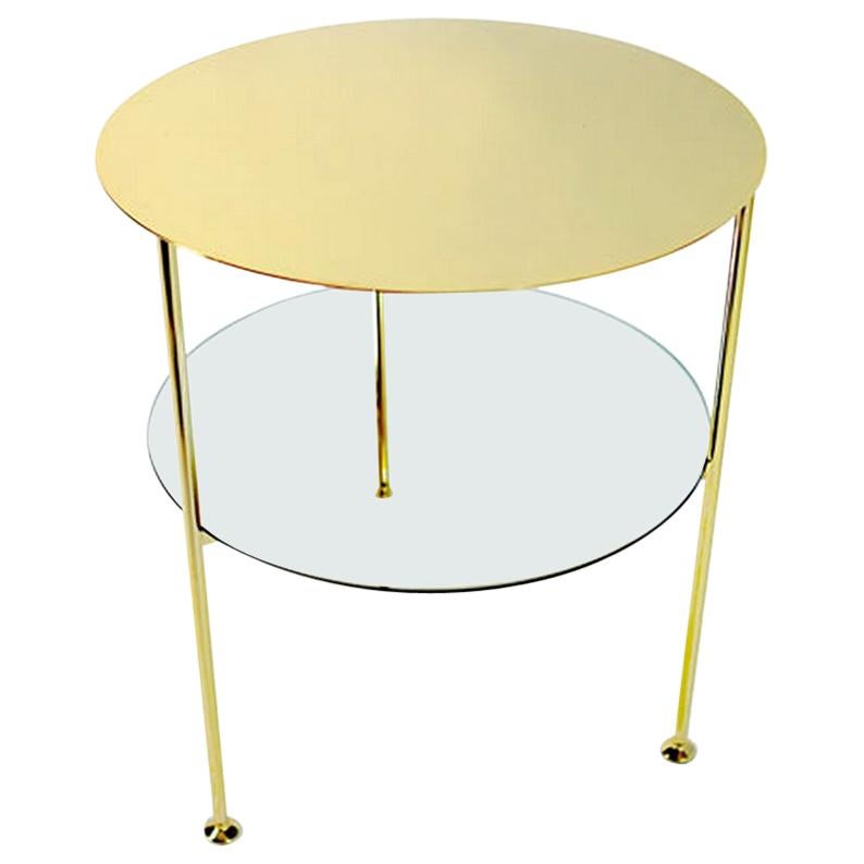 In Stock in Los Angeles, Tabu Round Gold and Brass Coffee Table, Made in Italy