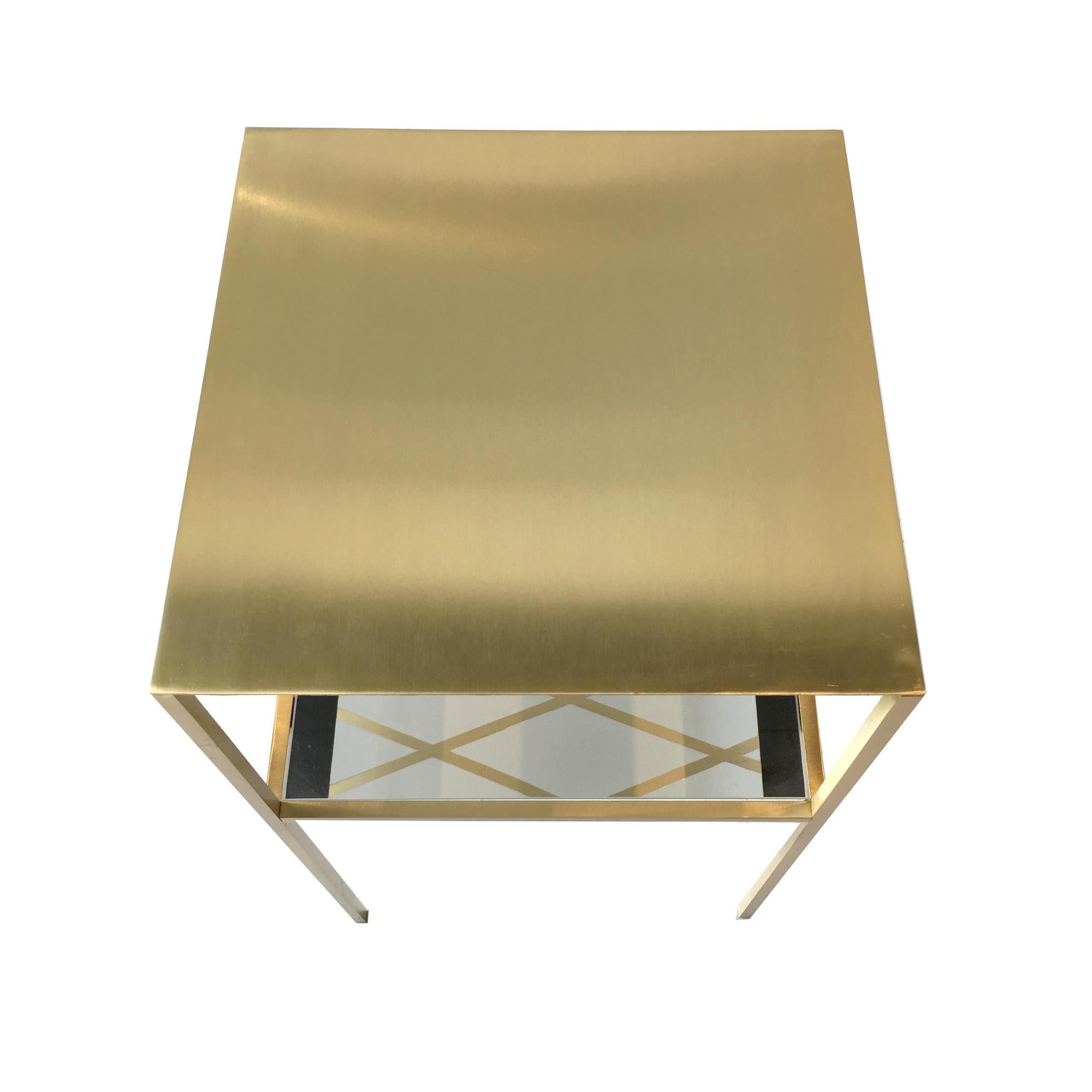 Italian In Stock in Los Angeles, Tabu Square Gold and Brass Coffee Table, Made in Italy For Sale