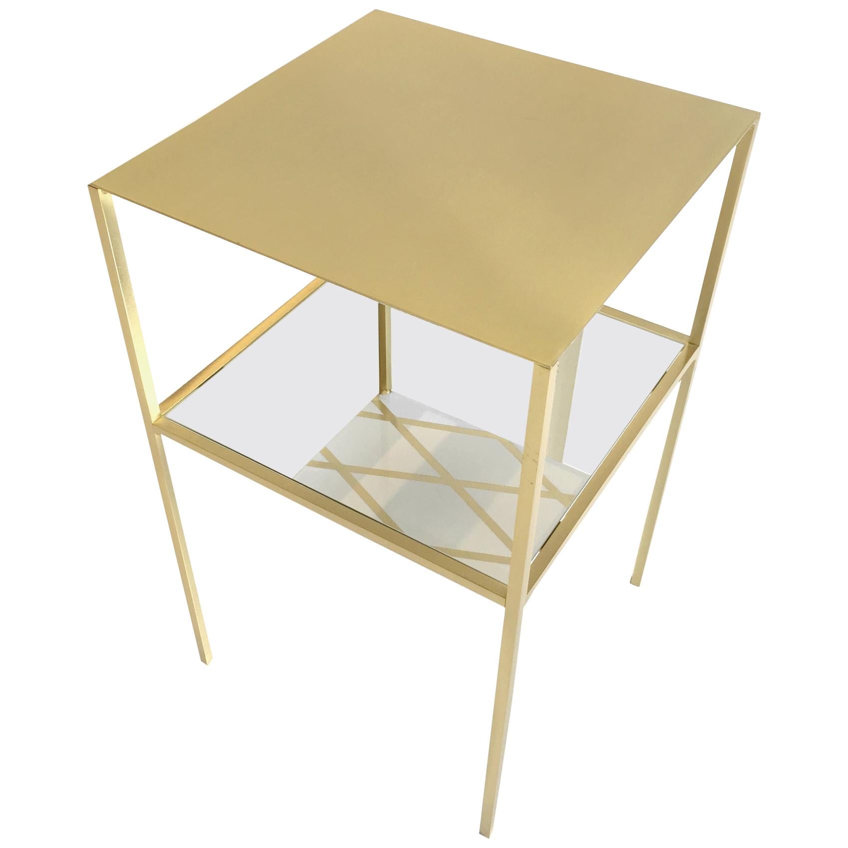 In Stock in Los Angeles, Tabu Square Gold and Brass Coffee Table, Made in Italy