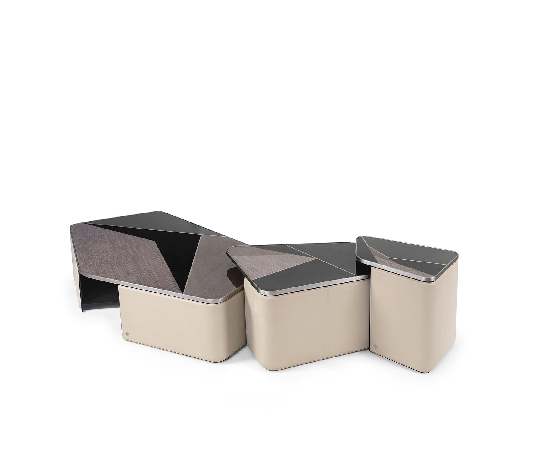 A quiet force in form and function, the Tabula small table is the most compact piece in the nesting trio—blending organic form with bold material contrasts.

Crafted using traditional techniques, it features a textured veneer and carbon fibre