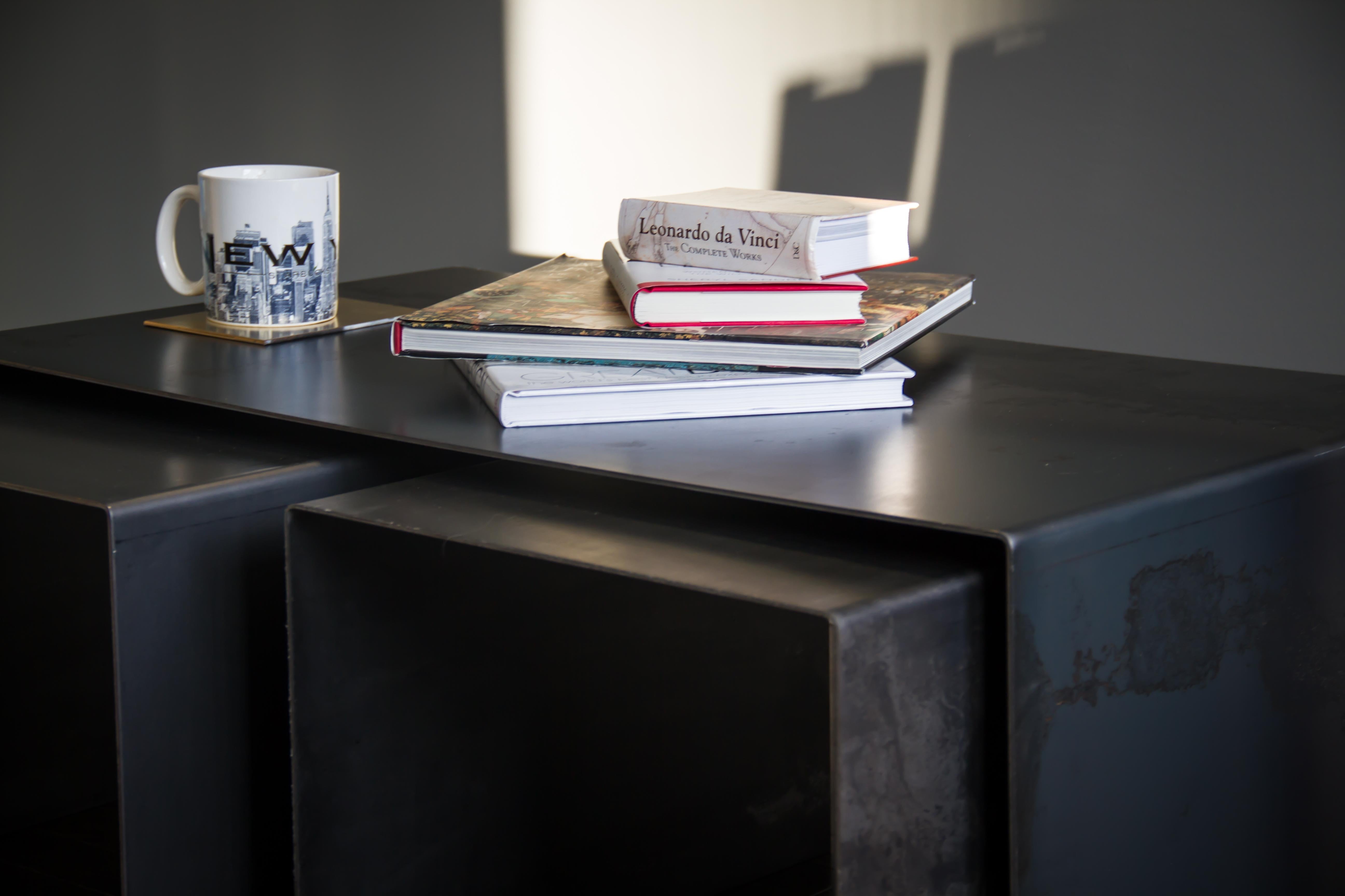 Canadian Tabula Rasa Coffee Table in Raw Black Steel by Mtharu