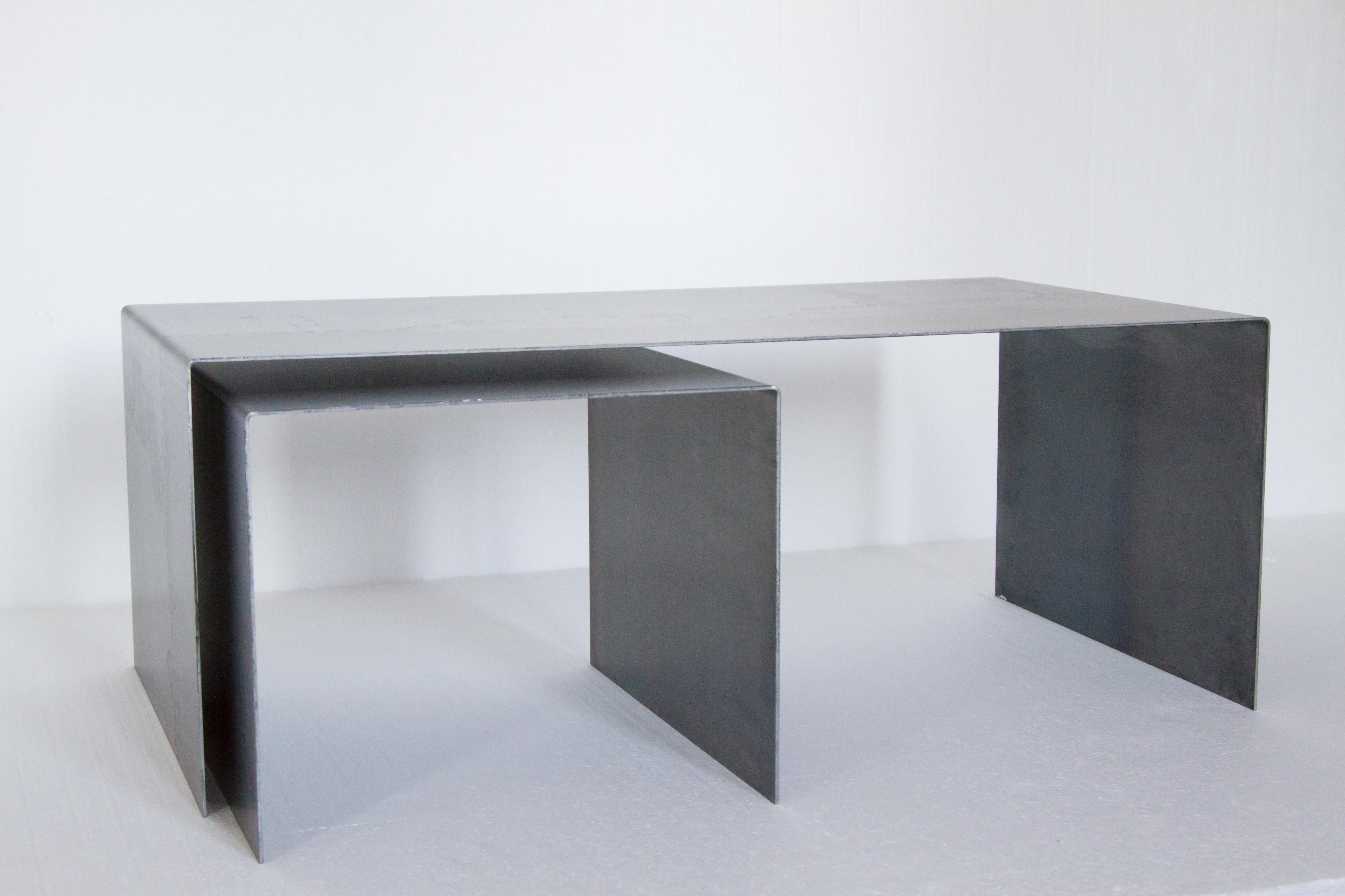 Canadian Tabula Rasa Coffee Table Nesting Style in Raw Black Steel by Mtharu For Sale