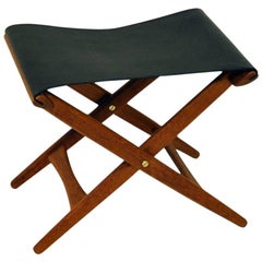 Taburet in Oak and Leather 1950s by Östen Kristiansson, Sweden