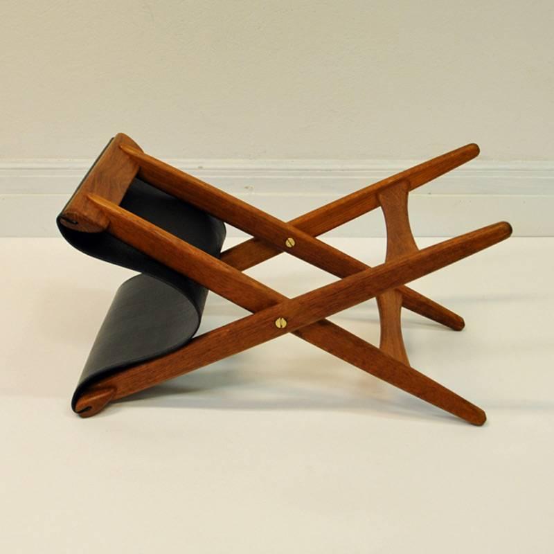 Mid-20th Century Taburet in Oak and Leather 1950s by Östen Kristiansson, Sweden