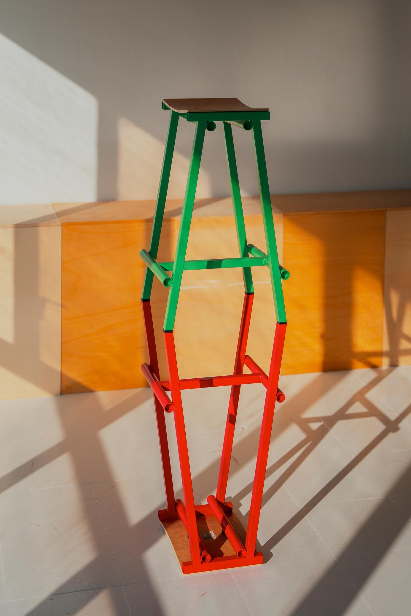 Powder-Coated Taburete 8 Bar Stool High, Signal Red, Powder Coated Steel / Marc Morro for Hay For Sale