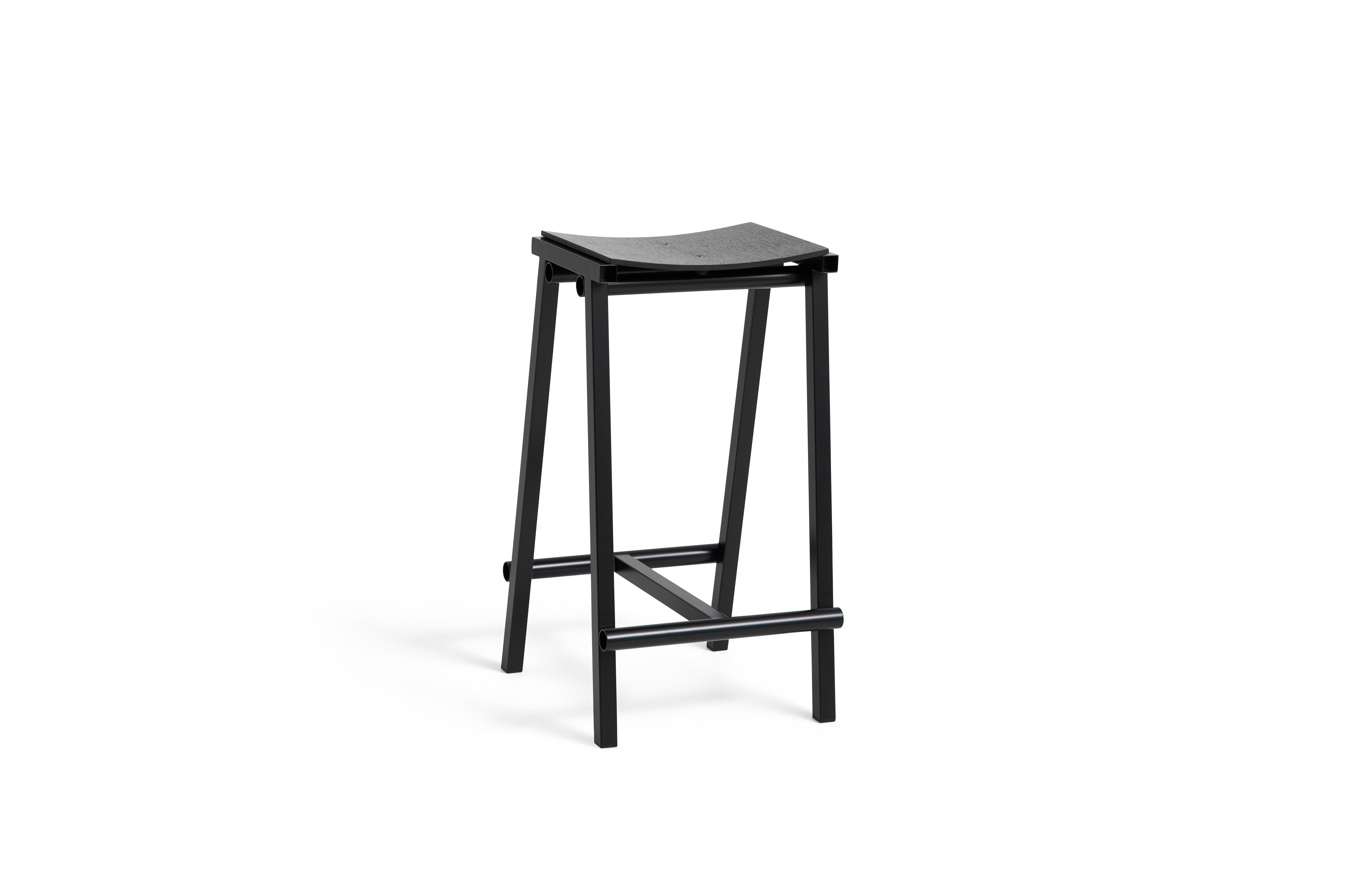 Chinois Taburete 8 Tabouret de bar bas, noir, acier poudré / Marc Morro pour HAY en vente