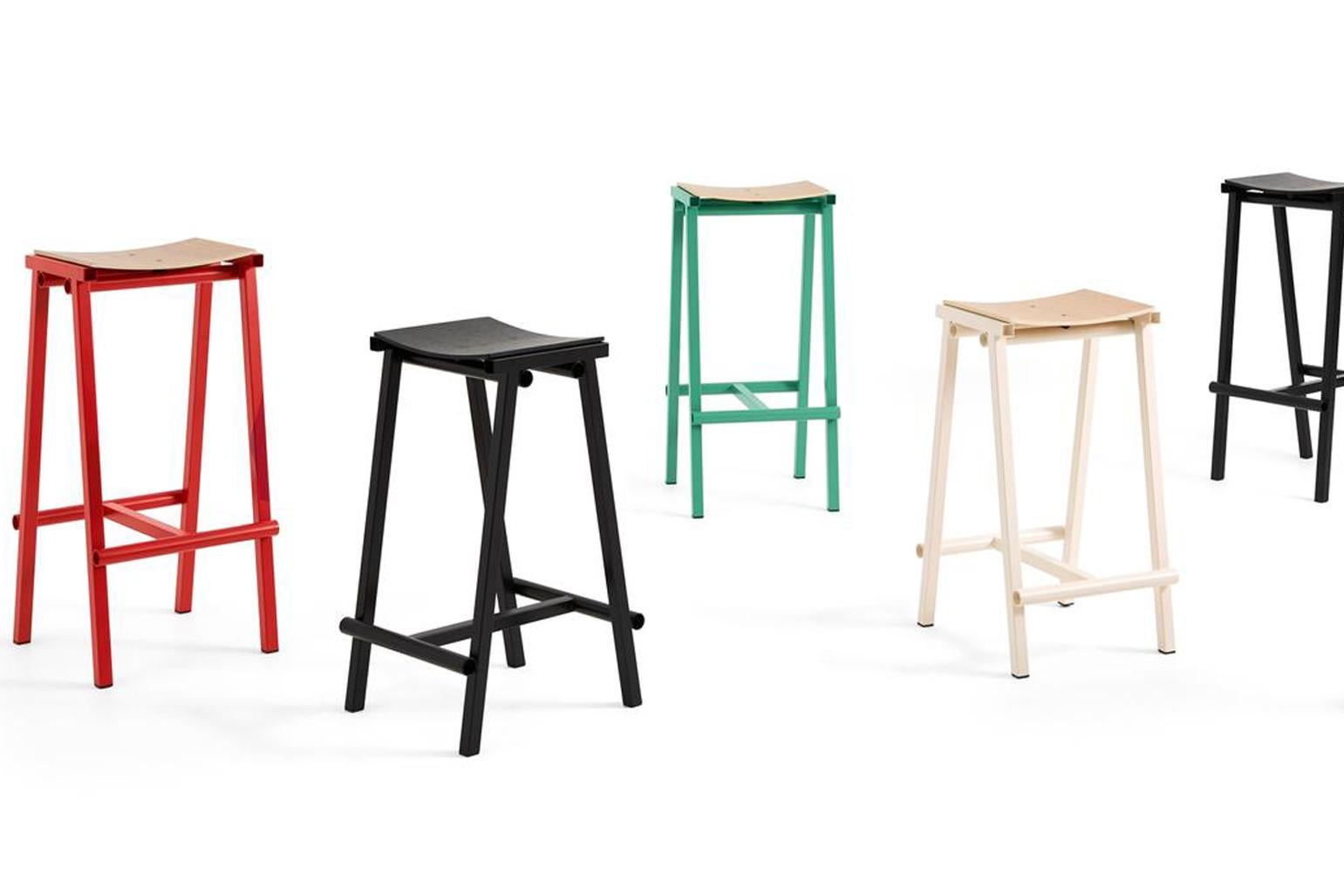 Laqué Taburete 8 Tabouret de bar bas, noir, acier poudré / Marc Morro pour HAY en vente