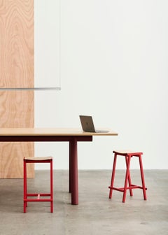 Taburete 8 Bar Stool Low, Signal Red, Powder Coated Steel / Marc Morro for Hay