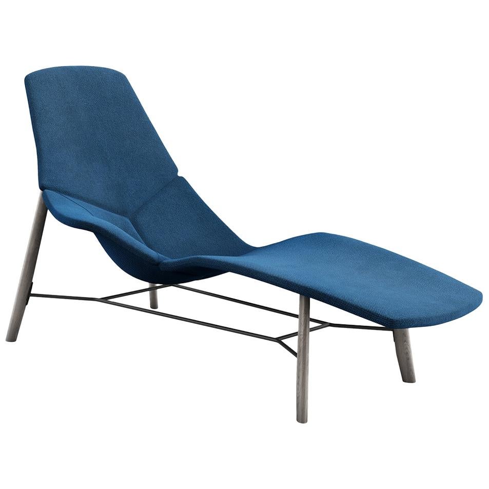 Tacchini Atoll Chaise Longue in Blue Delphinum Fabric by Patrick Norguet