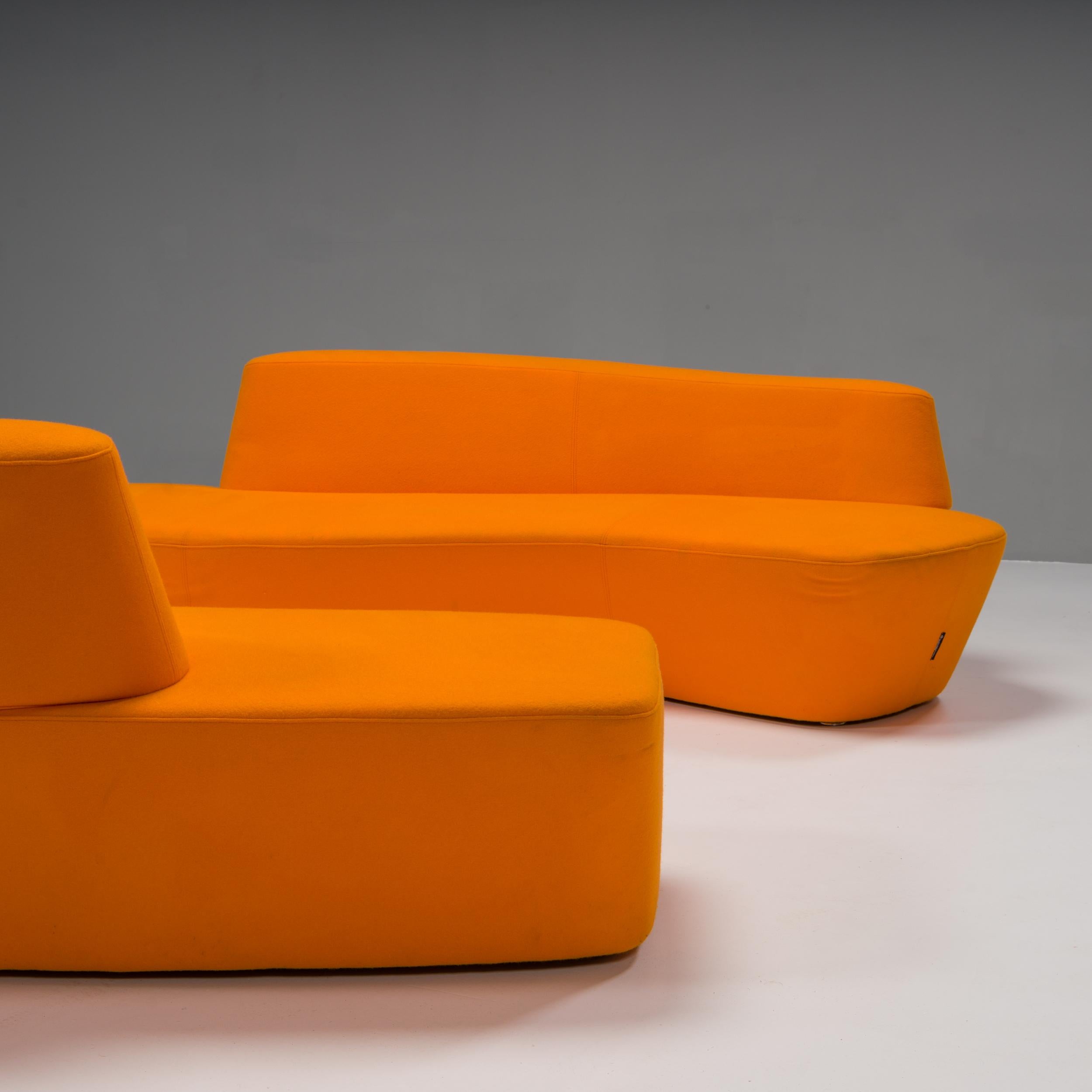 Contemporary Tacchini by Pearson Lloyd Orange Polar Sofas, Set of 2