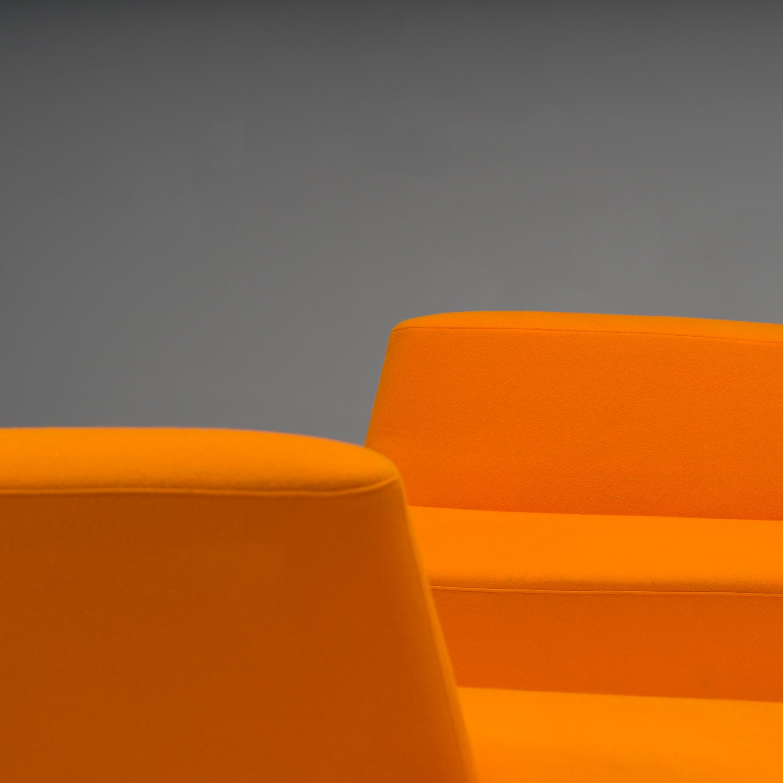 Metal Tacchini by Pearson Lloyd Orange Polar Sofas, Set of 2