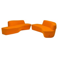 Tacchini by Pearson Lloyd Orange Polar Sofas, Set of 2