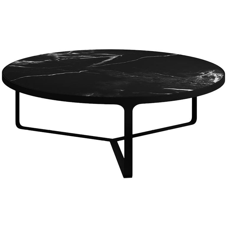 Tacchini Cage Round Low Table in Black Marquinia Marble by Gordon Guillaumier