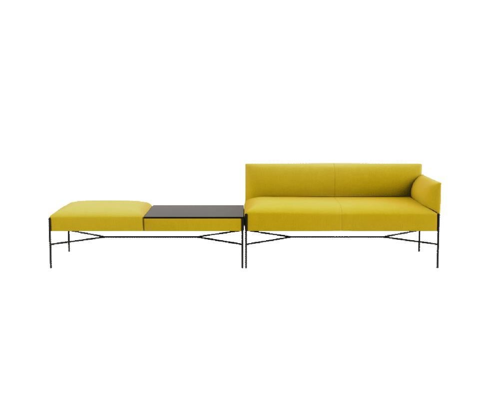 Chill-Out is a system of sofas and armchairs that can stand alone or create a vast range of different linear or corner compositions. It features a light, slim base and cosy, comfortable cushioning, to which back and armrests can be added. An ideal