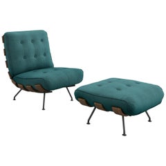 Tacchini Costela Chair with Ottoman in Green Bryony Fabric by Martin Eisler