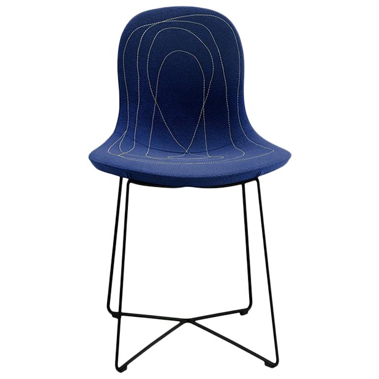 Tacchini Spin Ottoman In Blue Delphinum Fabric By Claesson Koivisto 