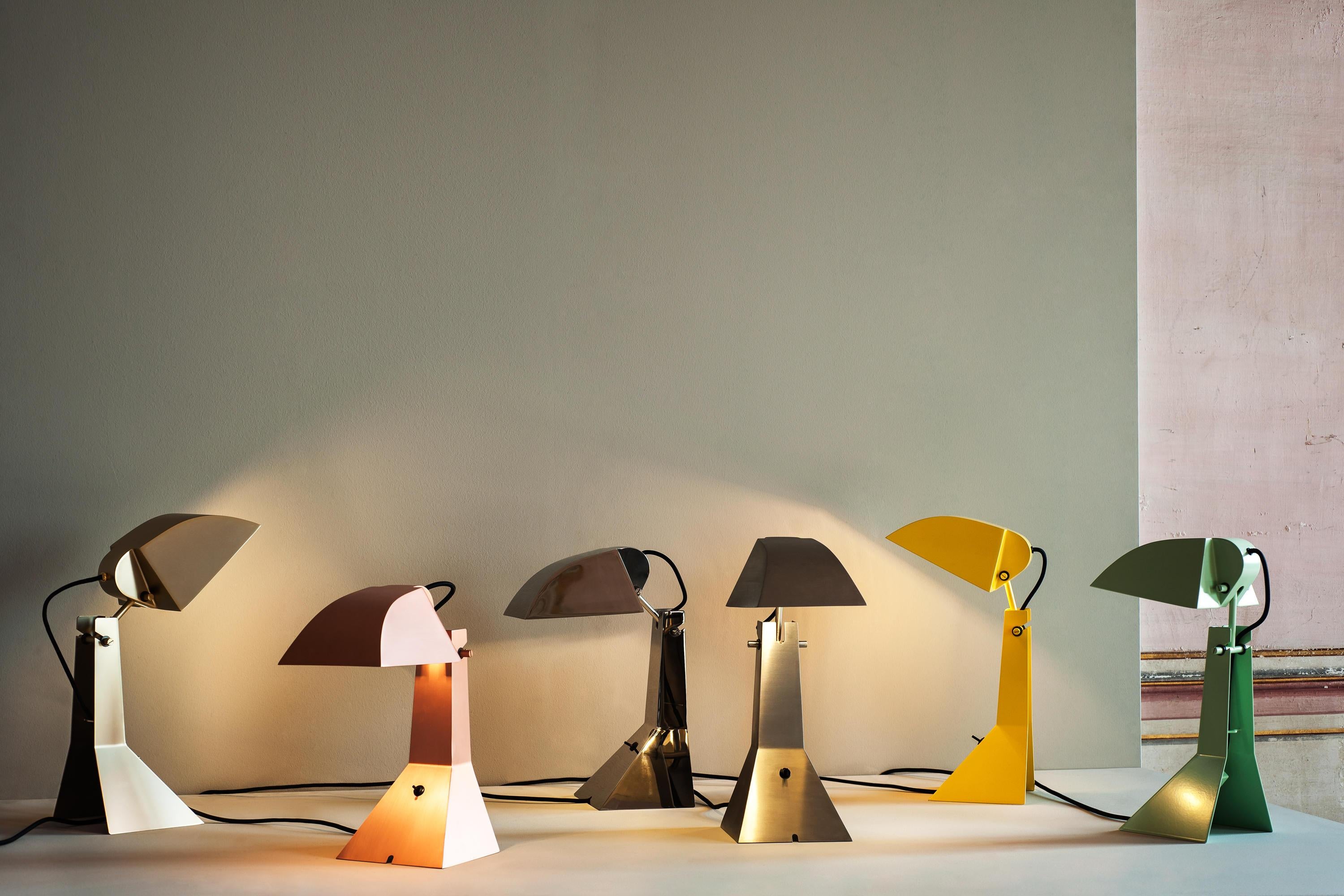 Metal Tacchini E63 Brush Matt Copper Table Lamp Designed by Umberto Riva For Sale