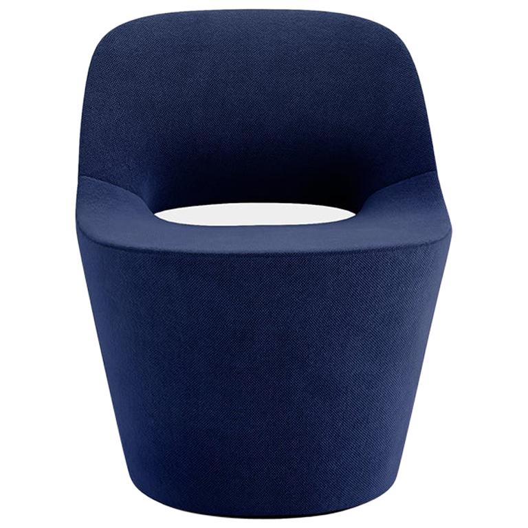 Tacchini Eddy Round Chair with Swivel Base in Blue Early Fabric by PearsonLloyd