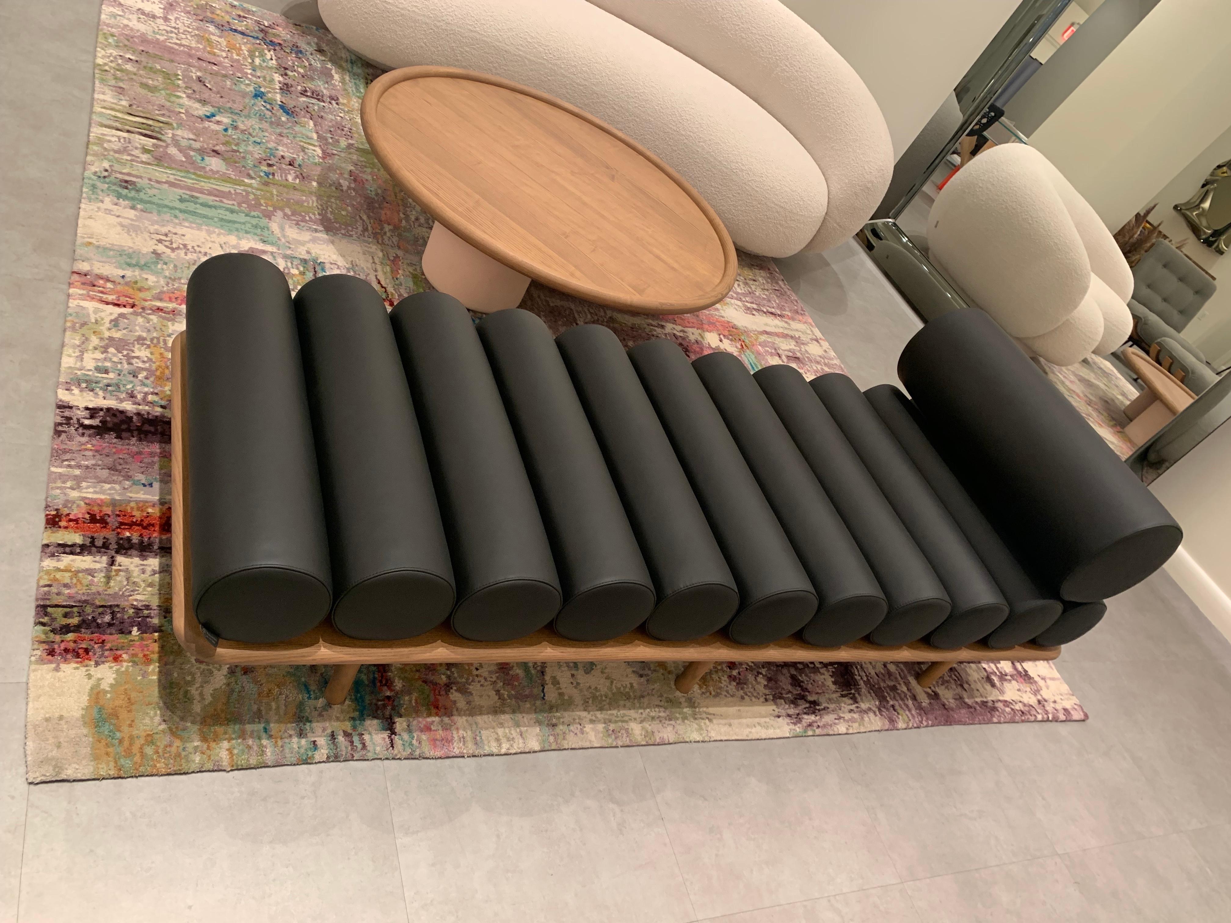 Tacchini Five to Nine Black Leather Sofa Daybed Designed by Studiopepe in STOCK 1