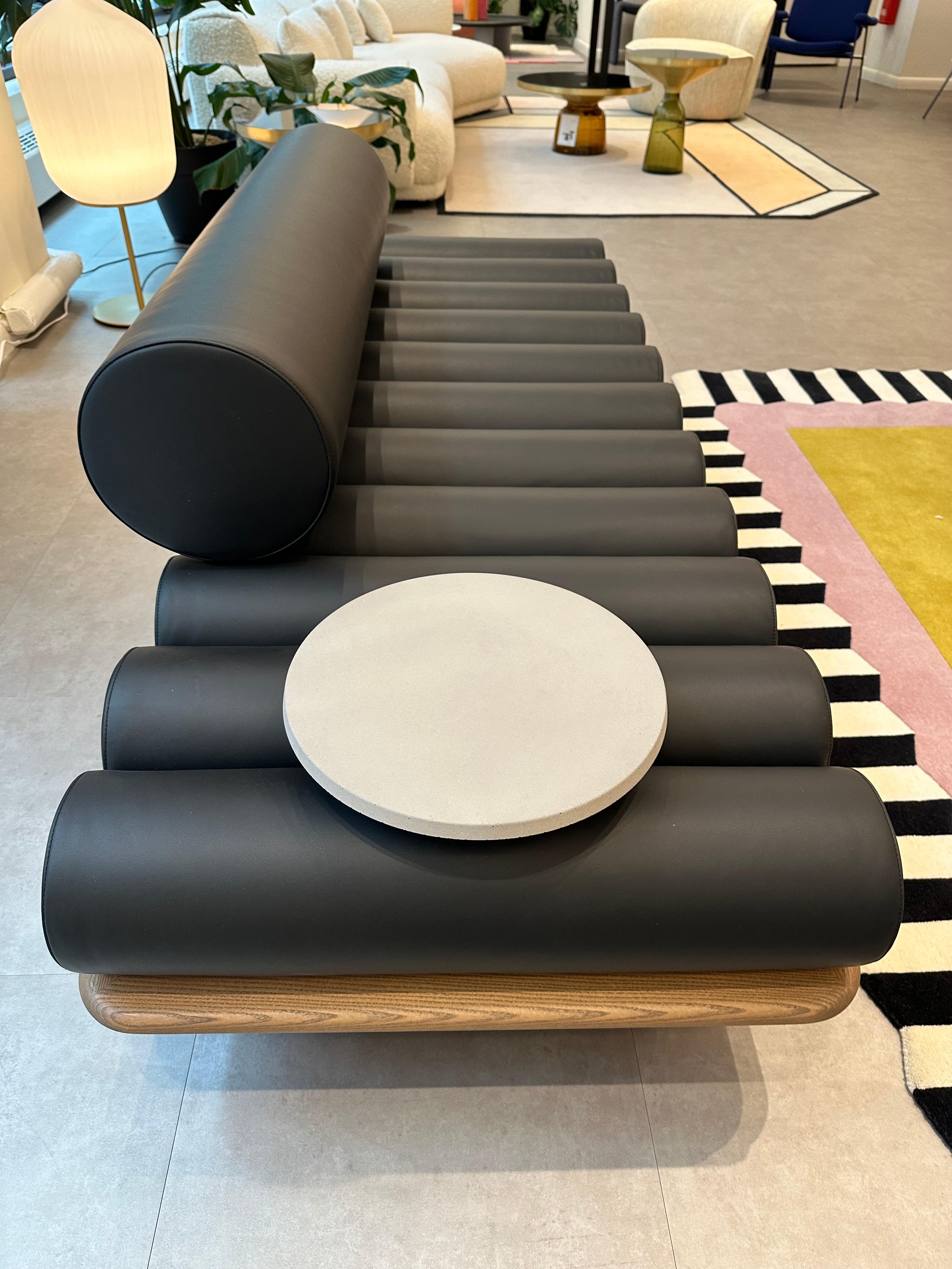 Tacchini Five to Nine Leather Daybed with Cement table by Studiopepe in STOCK In Excellent Condition For Sale In New York, NY