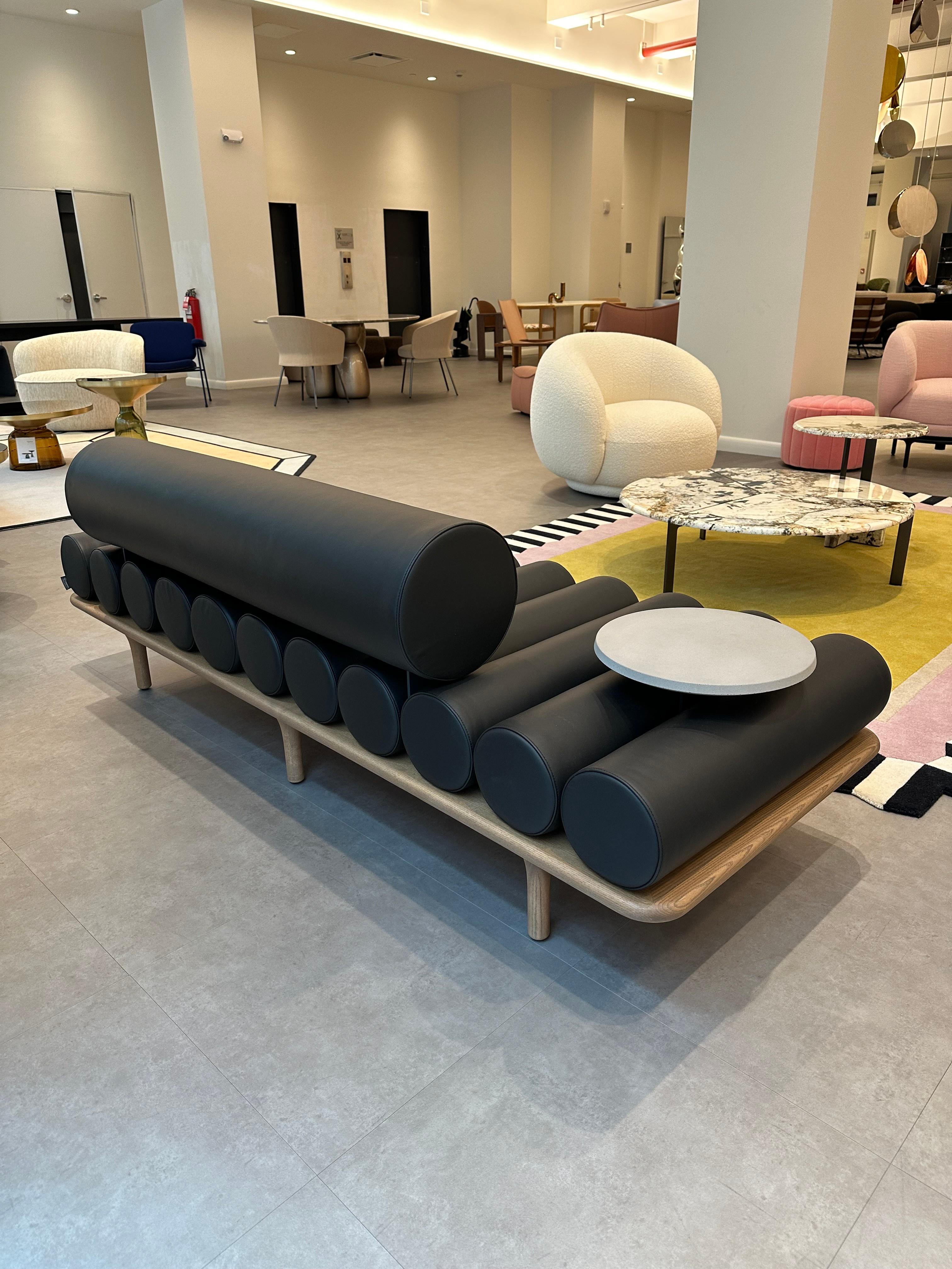 Contemporary Tacchini Five to Nine Leather Daybed with Cement table by Studiopepe in STOCK For Sale