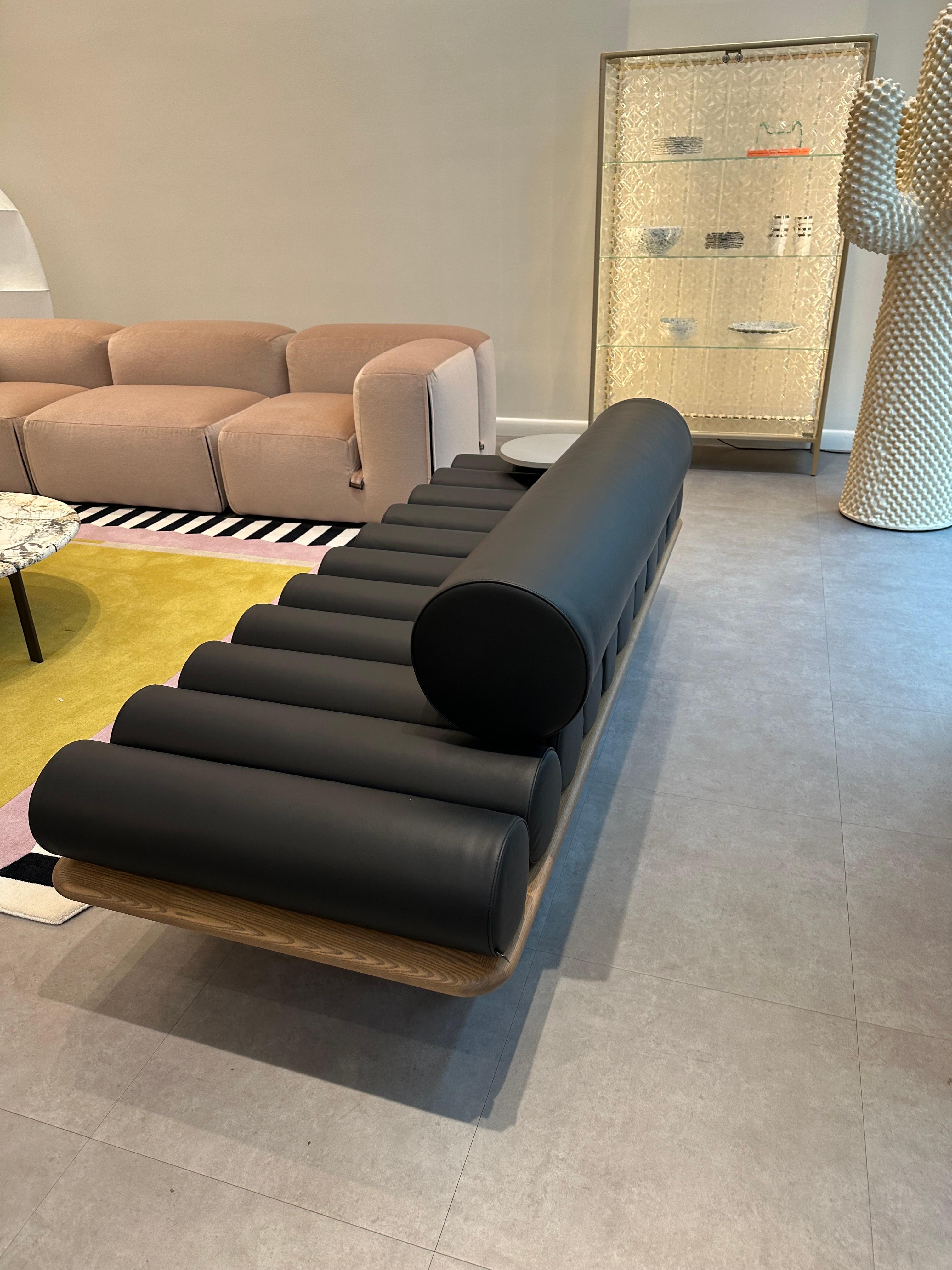 Tacchini Five to Nine Leather Daybed with Cement table by Studiopepe in STOCK For Sale 1