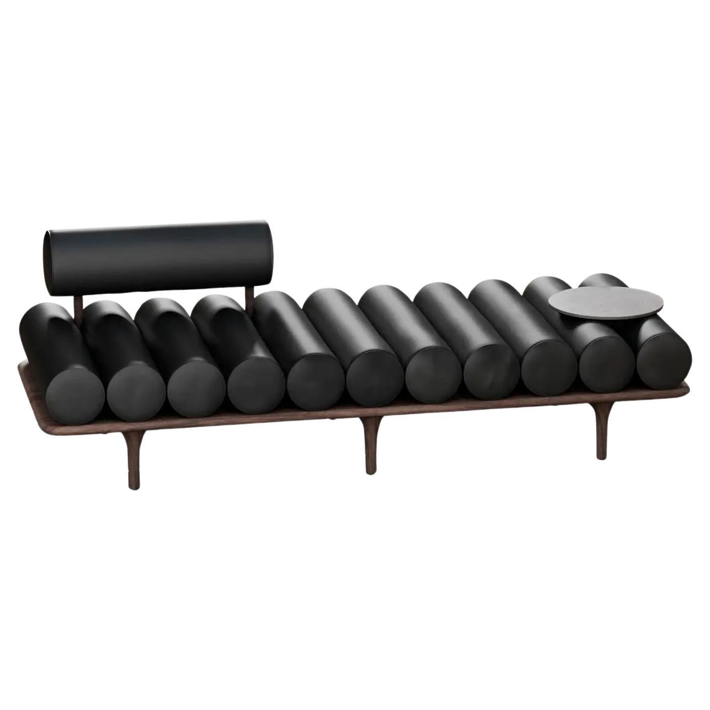 Tacchini Five to Nine Leather Daybed with Cement table by Studiopepe in STOCK For Sale