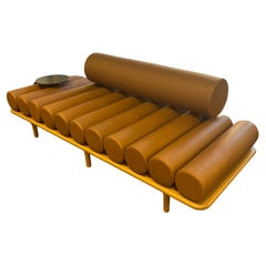 Tacchini Five to Nine Leather Daybed with Metal table by Studiopepe in STOCK