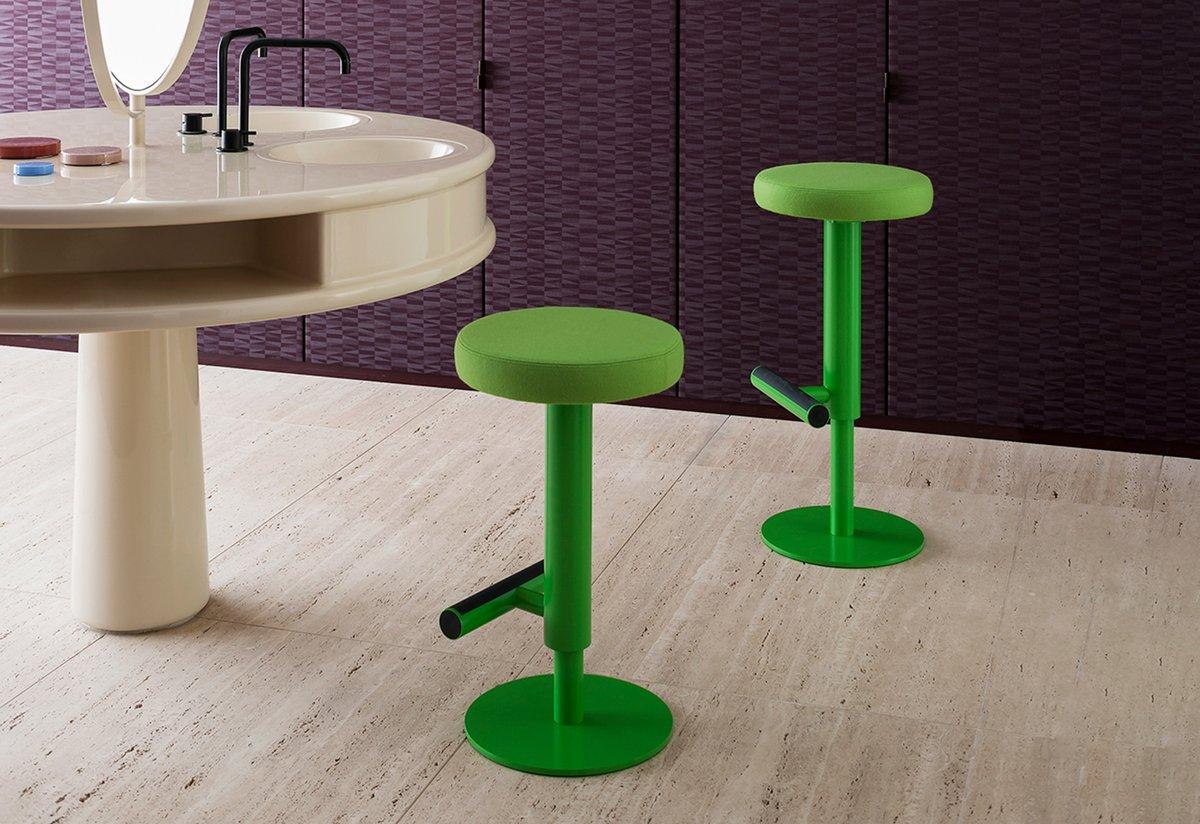 Fixie is a stool featuring a functional tubular structure which deeply identifies the product,making it instantly recognizable as a 3D graphic pattern or a furniture sculpture. This effect is enriched by original colours making Fixie definitely