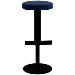 Tacchini Fixie Stool in Delphinum Fabric with Black Base by Pearson Lloyd