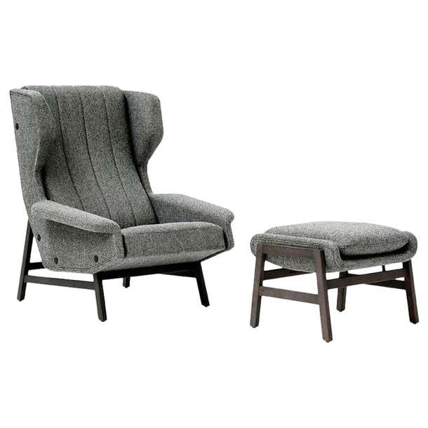 Customizable Tacchini Giulia Lounge Armchair with Ottoman by Gianfranco ...