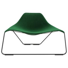 Tacchini Glide Armchair in Green Delphinum Fabric & Metal Base by Monica Forster