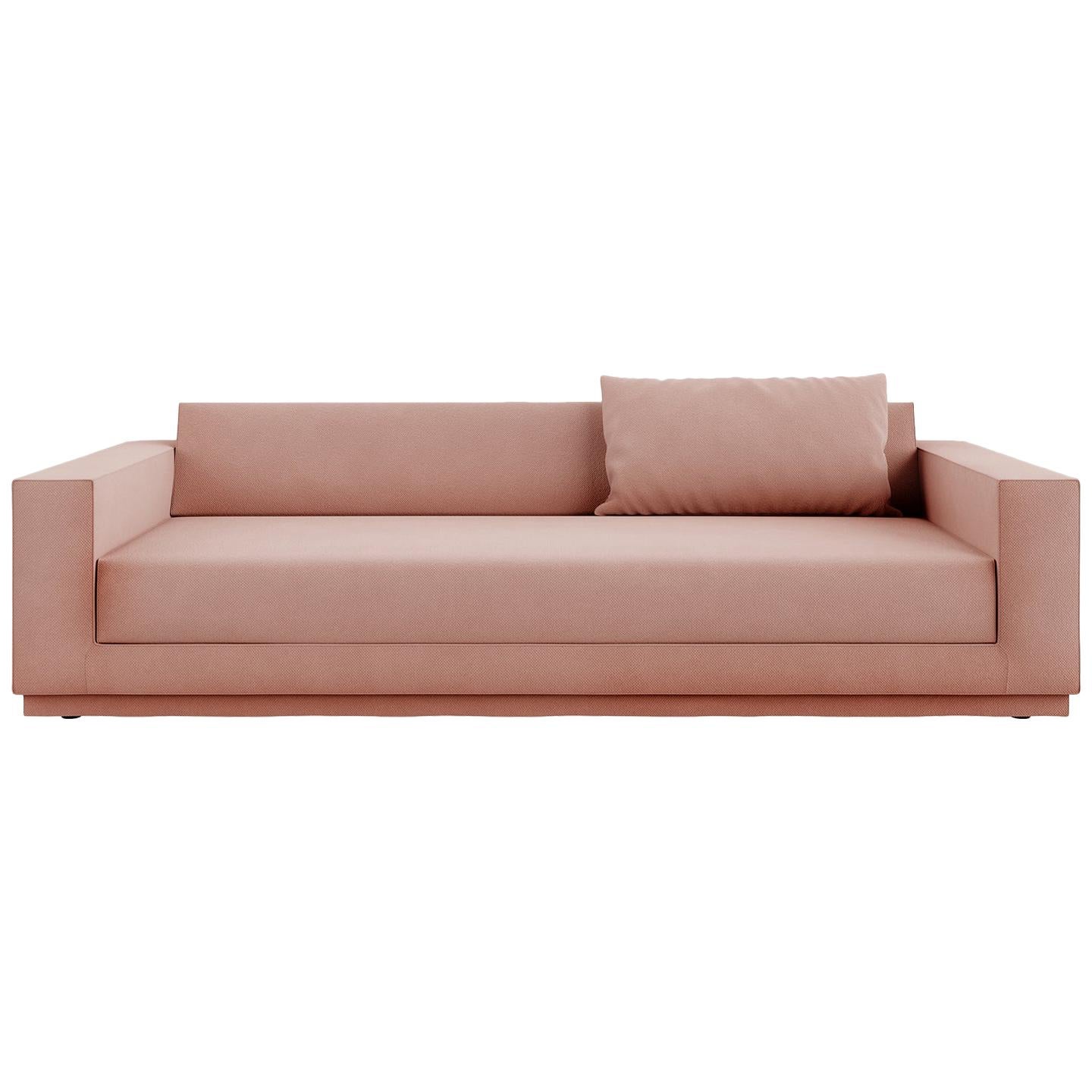 Tacchini Havana Three-Seater Pink Sofa in Gloss Aluminum Frame by Lievore Molina