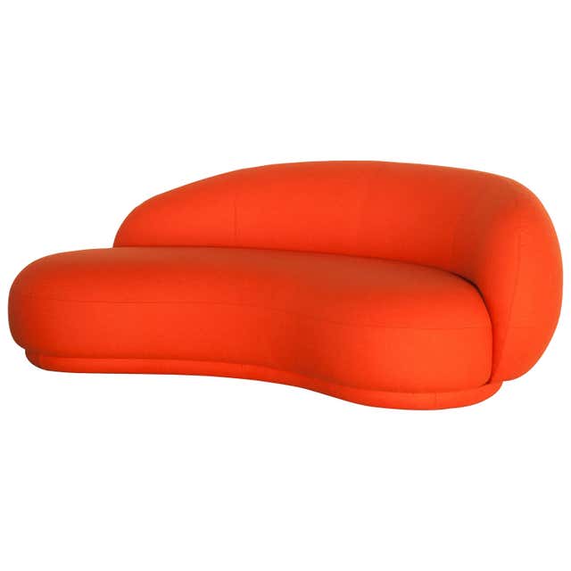 Tacchini Roma Three-Seater Chaise-Longue Sofa in Orange Fabric by Jonas ...