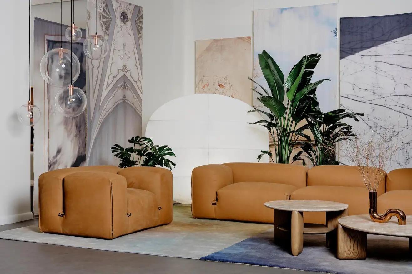  Tacchini Le Mura Leather  sofa & lounge chair by Mario Bellini in STOCK 1