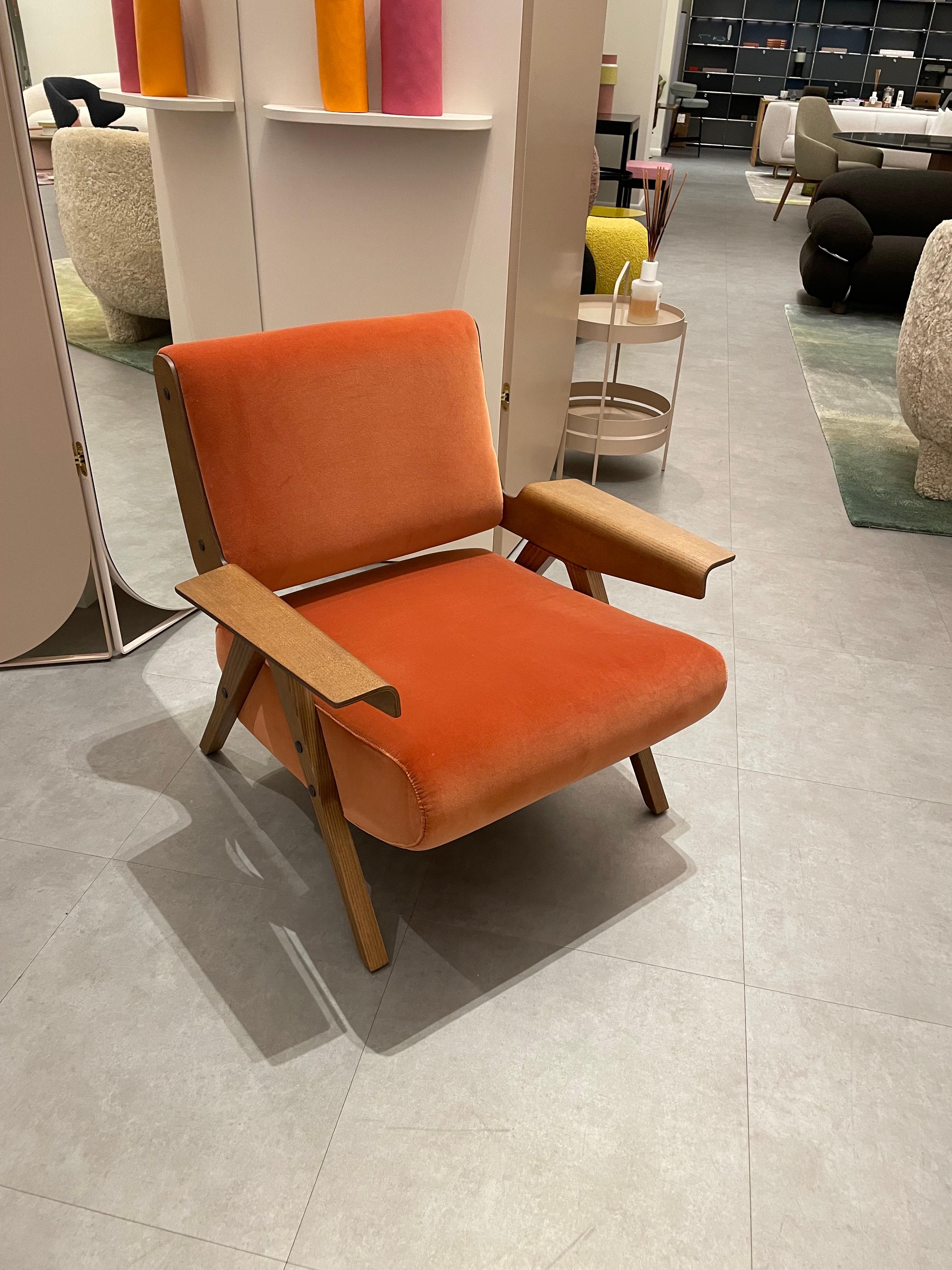 Italian Tacchini Lina Lounge Armchair in Velvet Designed by Gianfranco Frattini in STOCK