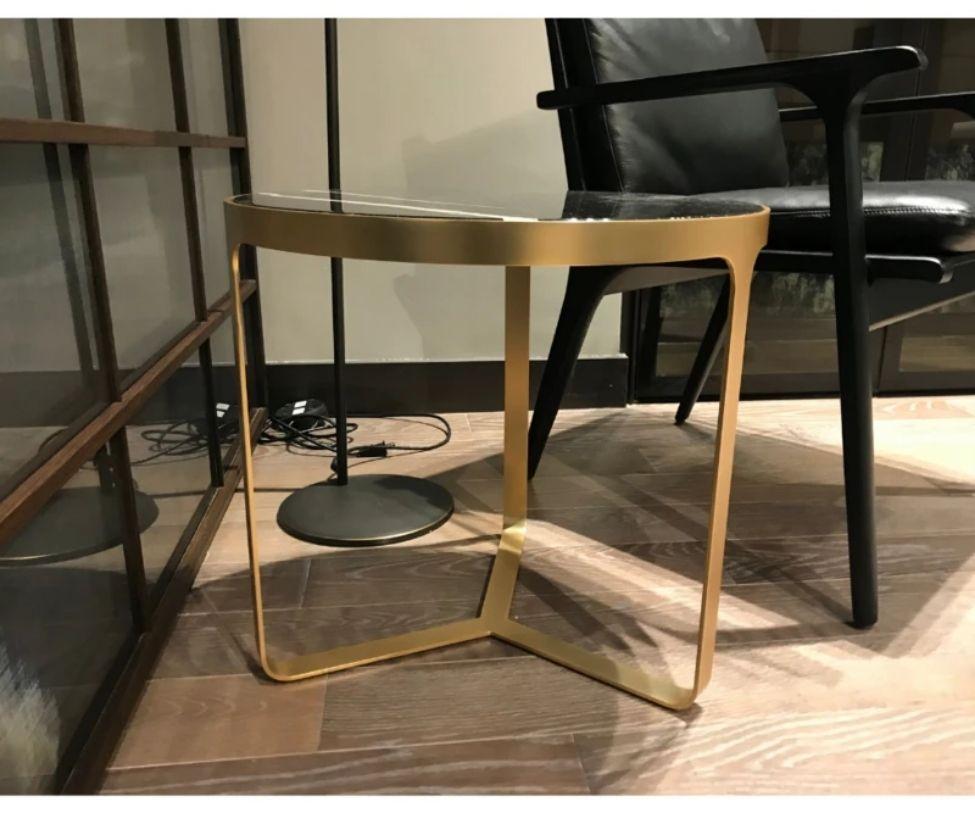 Floor Sample Tacchini Marble Table w/ Gold Frame Designed Gordon Guillaumier In Excellent Condition In Boston, MA