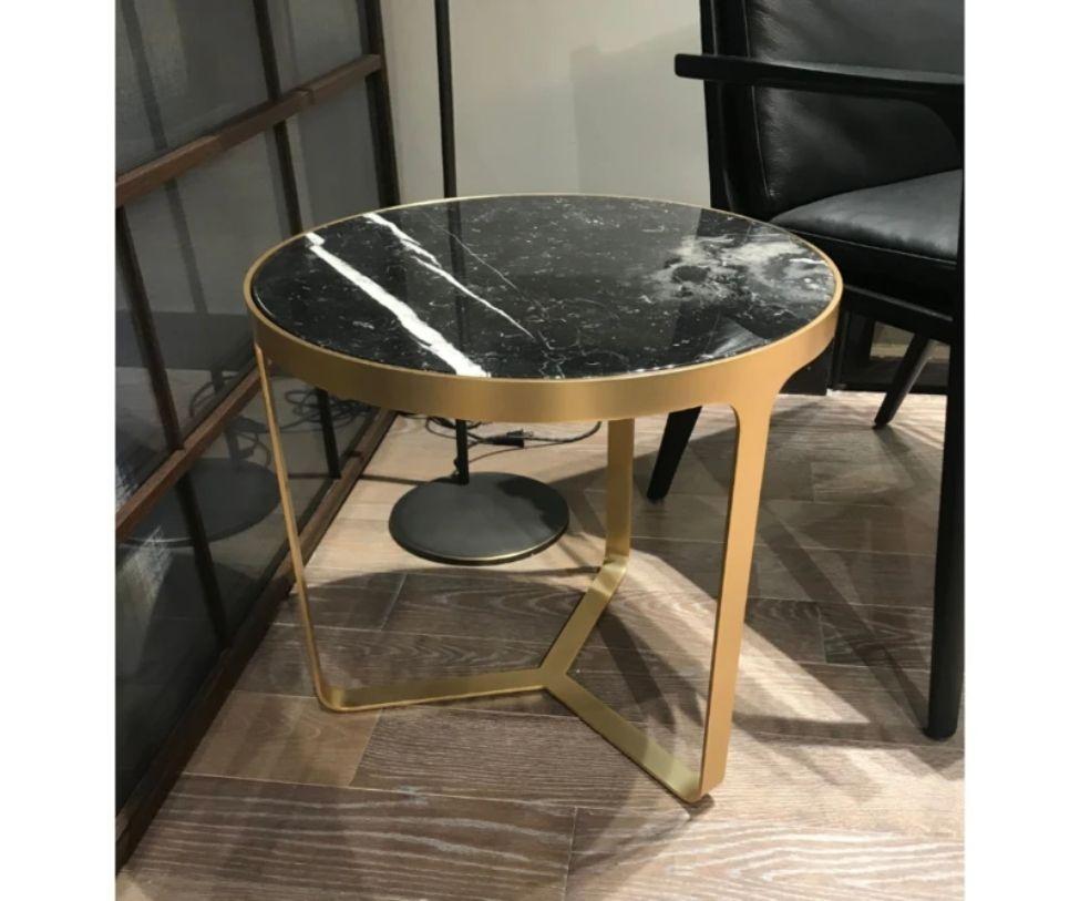 Contemporary Floor Sample Tacchini Marble Table w/ Gold Frame Designed Gordon Guillaumier