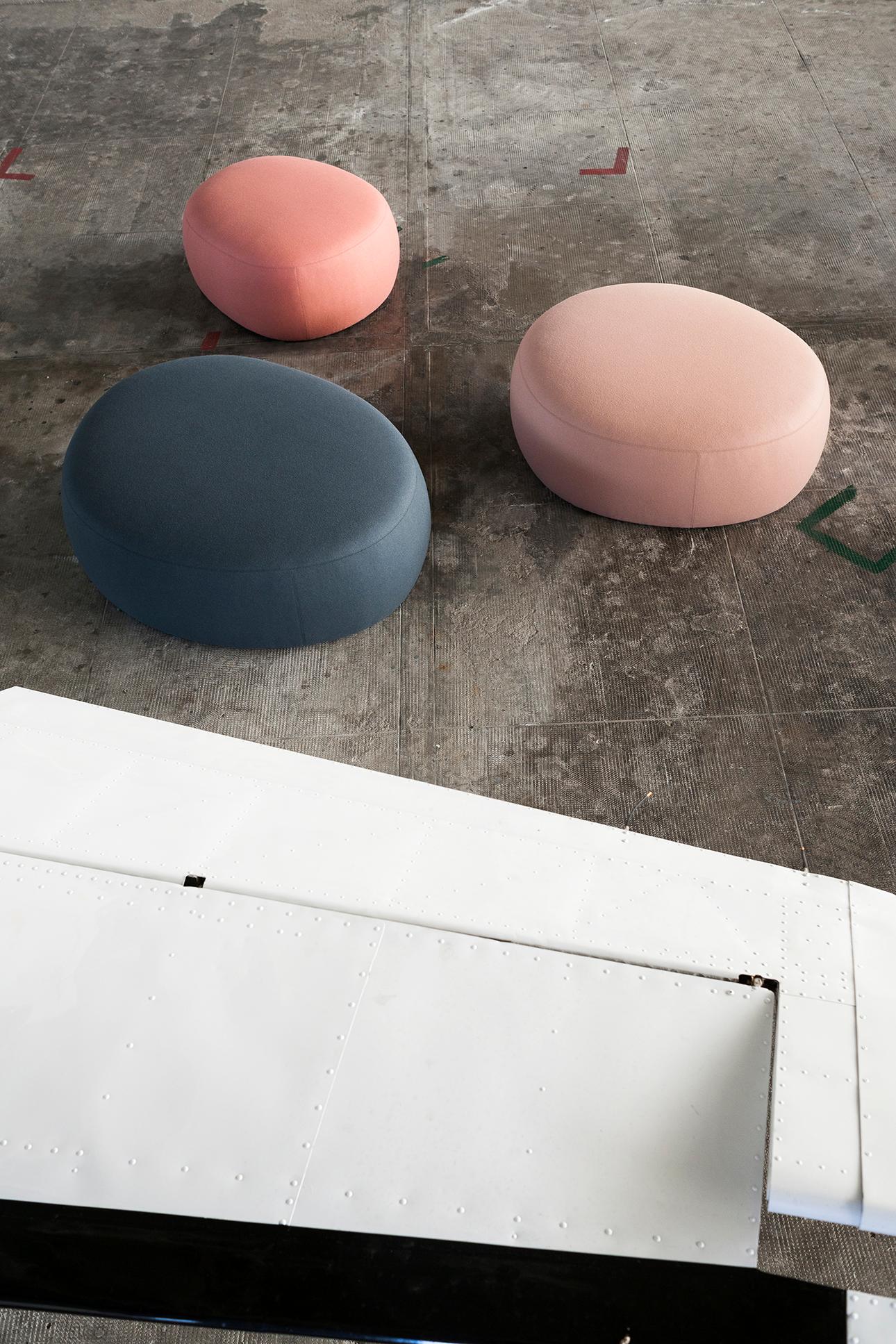 Tacchini Medium Matera Ottoman in thuya fabric by Gordon Guillaumier. Explore new creative scenarios in an imaginary tour of the extraordinary urban ecosystem – the Sassi di Matera. Here, the stratification of eras displays the continuity of past