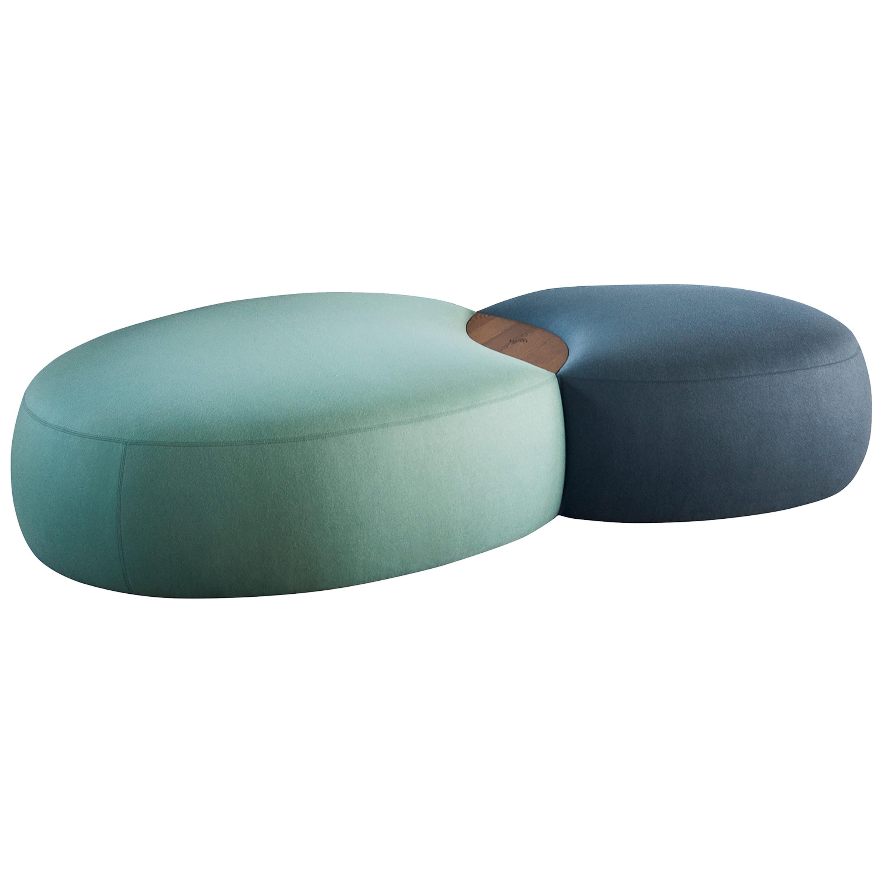 Tacchini Matera Ottoman in Calantha Fabric with Wood by Gordon Guillaumier For Sale